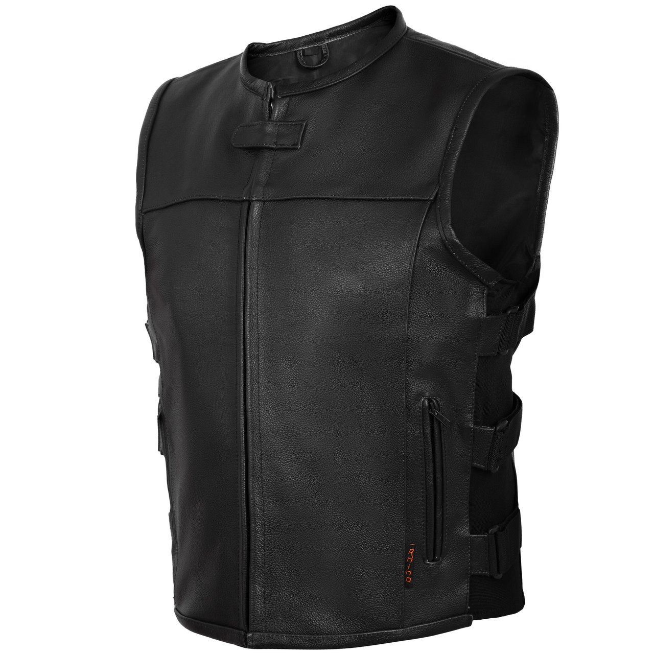 Swat Tactical Style Bikers Black Soft Leather Vest