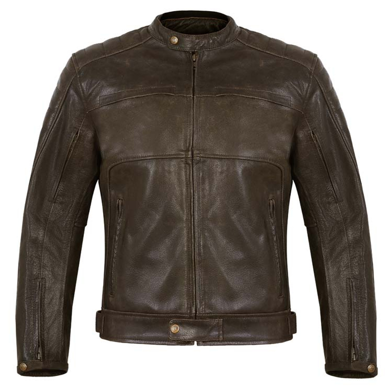  Frontier Dark Brown Vintage Leather Cafe Motorcycle Jacket